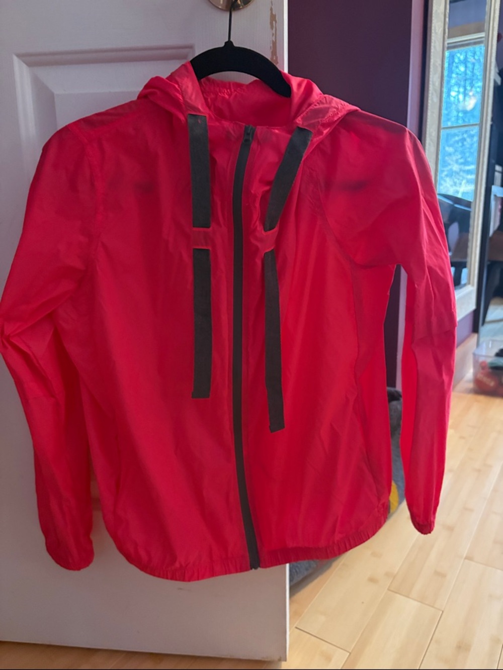 Bright Pink/Red Lightweight Hooded Windbreaker